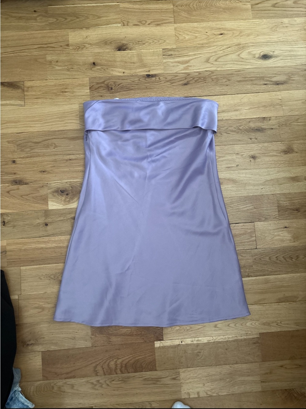 Lulu's Lilac Strapless Satin A-Line Dress